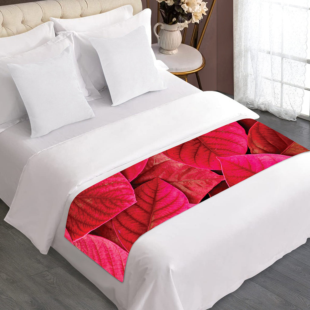 Red Leaf Print Bed Runner