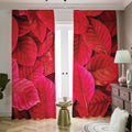 Red Leaf Print Dimout Pencil Pleat Curtains
