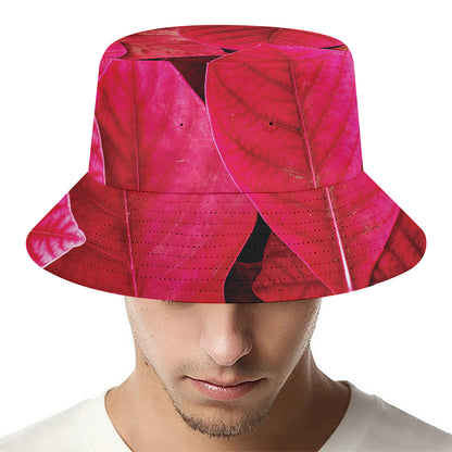 Red Leaf Print Bucket Hat