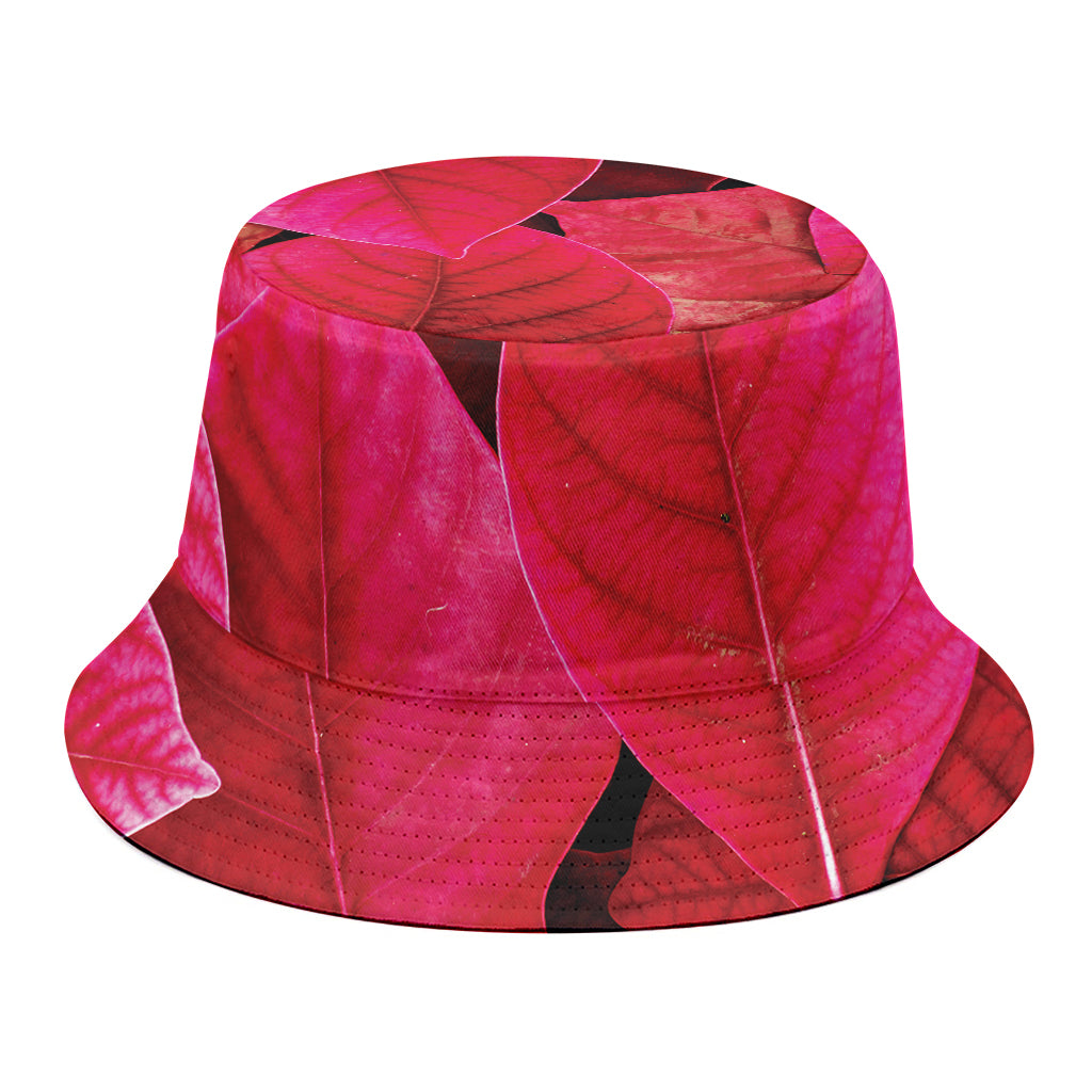 Red Leaf Print Bucket Hat