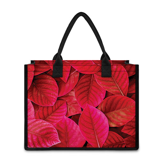 Red Leaf Print Canvas Tote Bag