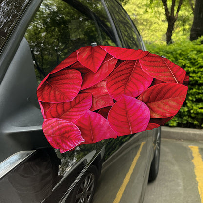 Red Leaf Print Car Side Mirror Covers