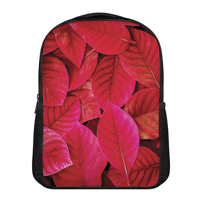Red Leaf Print Casual Backpack