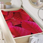 Red Leaf Print Changing Pad Cover
