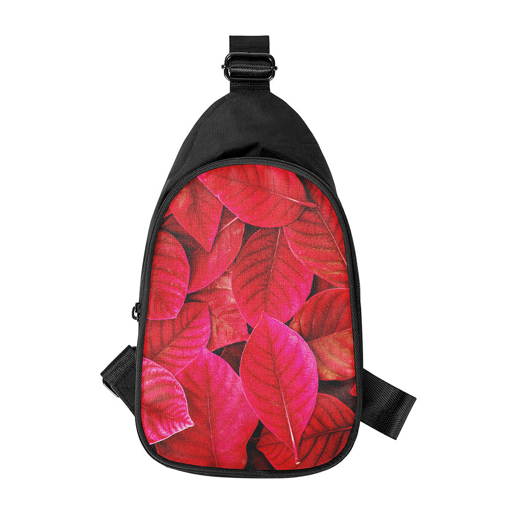 Red Leaf Print Chest Bag