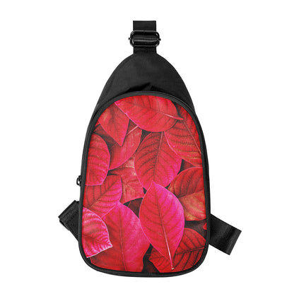 Red Leaf Print Chest Bag