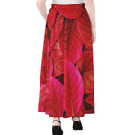 Red Leaf Print Chiffon Maxi Skirt