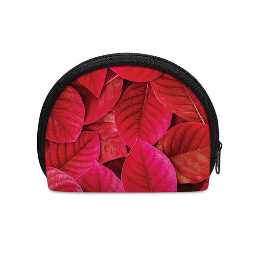 Red Leaf Print Coin Purse