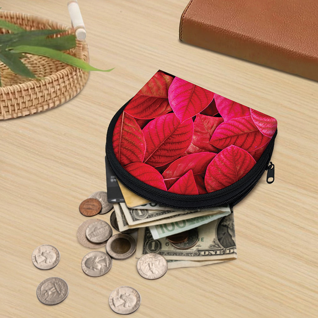 Red Leaf Print Coin Purse