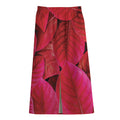 Red Leaf Print Cotton Front Slit Maxi Skirt