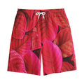 Red Leaf Print Cotton Shorts