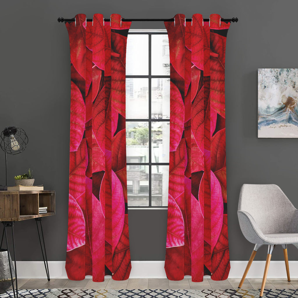 Red Leaf Print Curtain