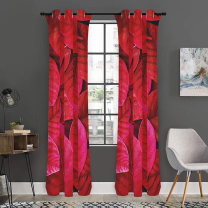 Red Leaf Print Curtain