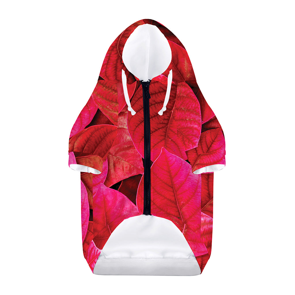 Red Leaf Print Dog Zip Up Hoodie