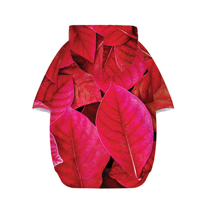 Red Leaf Print Dog Zip Up Hoodie
