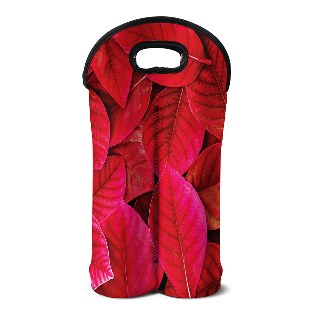 Red Leaf Print Double Neoprene Wine Tote