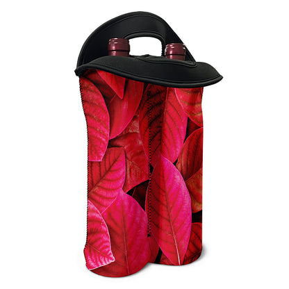 Red Leaf Print Double Neoprene Wine Tote