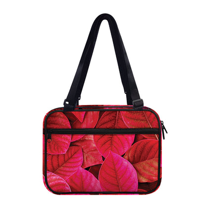 Red Leaf Print Double Strap Bible Bag