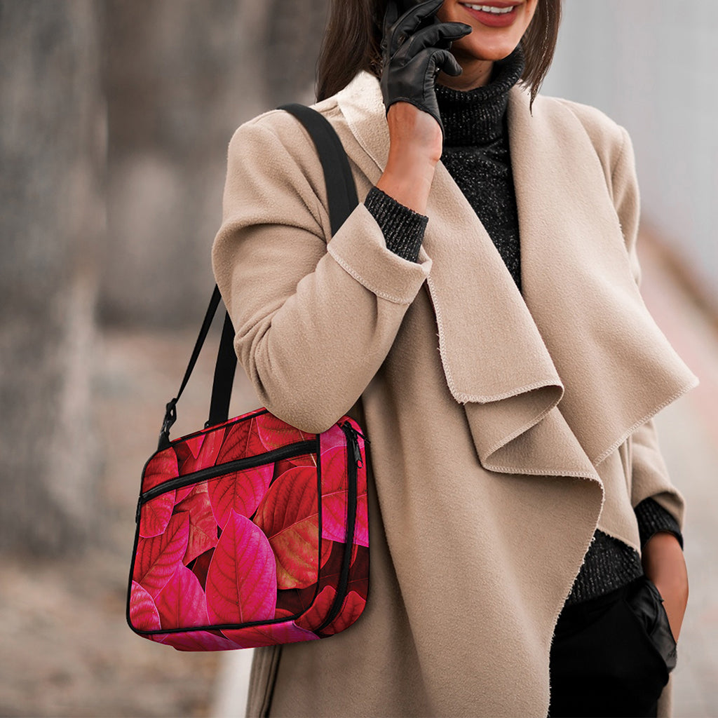 Red Leaf Print Double Strap Bible Bag