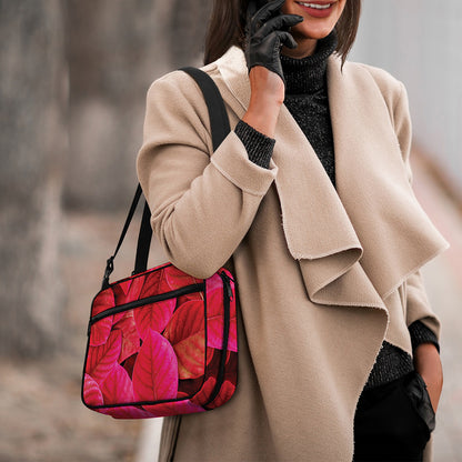 Red Leaf Print Double Strap Bible Bag