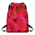 Red Leaf Print Drawstring Backpack