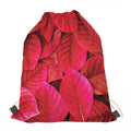 Red Leaf Print Drawstring Bag