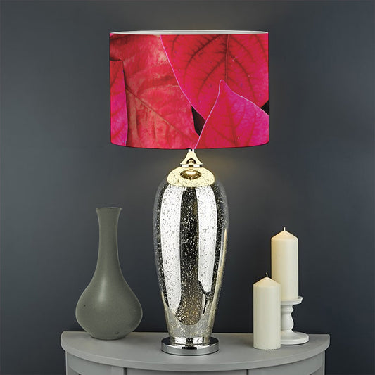 Red Leaf Print Drum Lamp Shade
