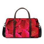 Red Leaf Print Duffle Bag
