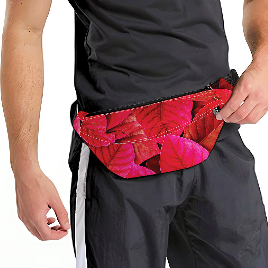 Red Leaf Print Fanny Pack