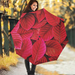 Red Leaf Print Foldable Umbrella
