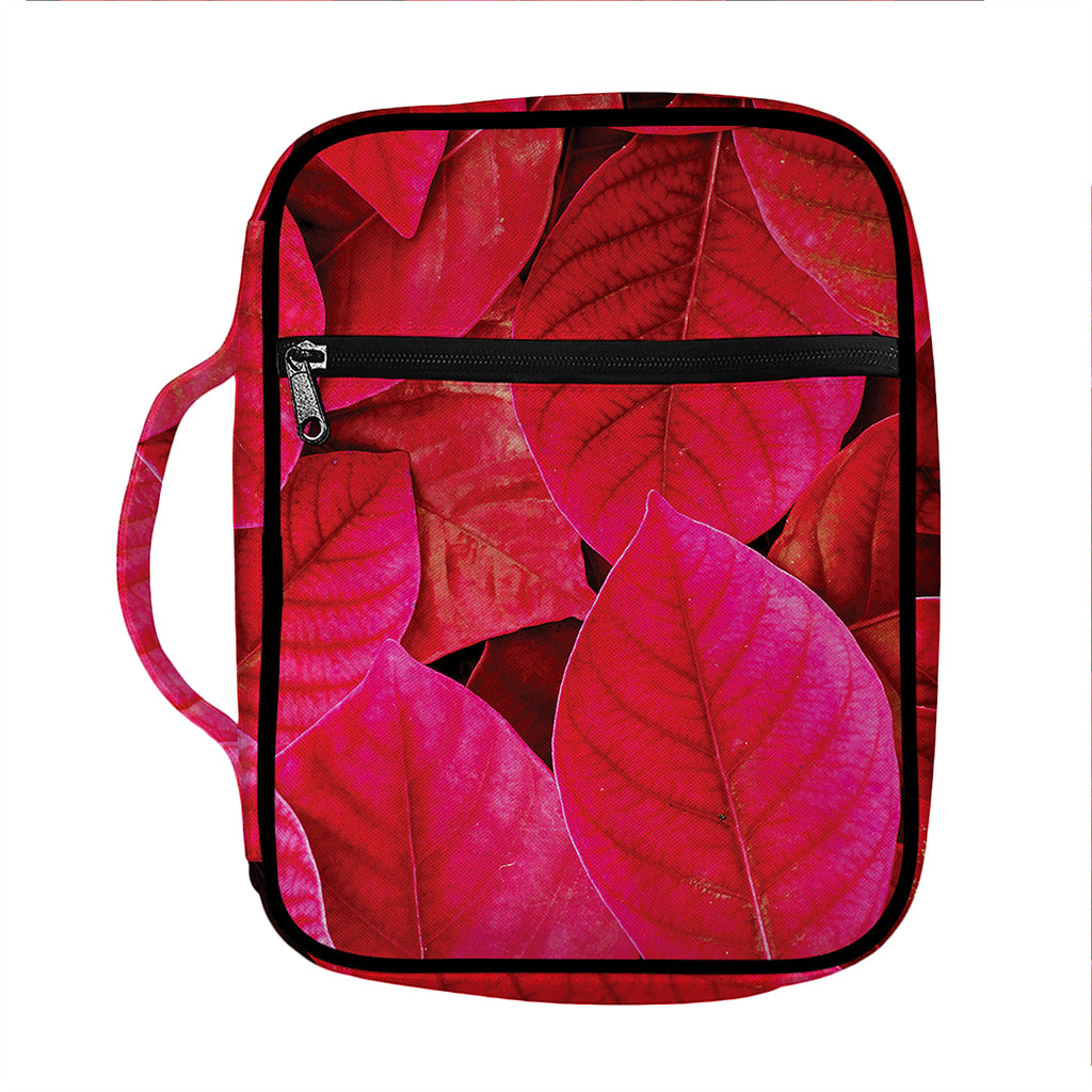 Red Leaf Print Front Pocket Bible Bag