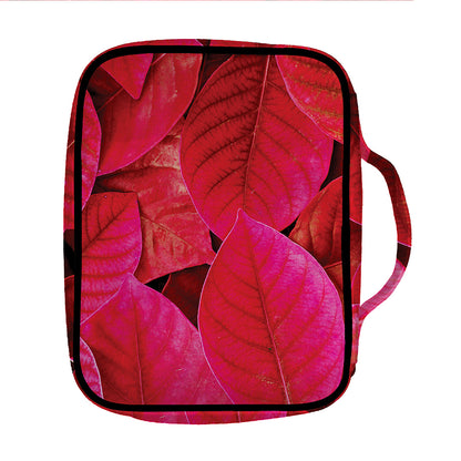 Red Leaf Print Front Pocket Bible Bag