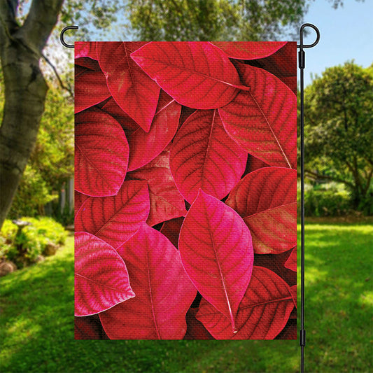 Red Leaf Print Garden Flag
