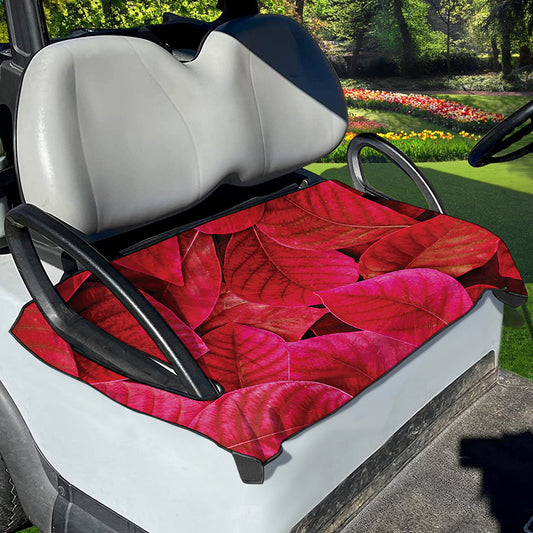 Red Leaf Print Golf Cart Seat Cover