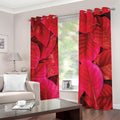 Red Leaf Print Grommet Curtains