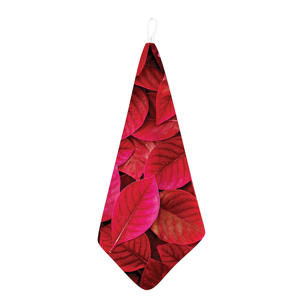 Red Leaf Print Hand Towel
