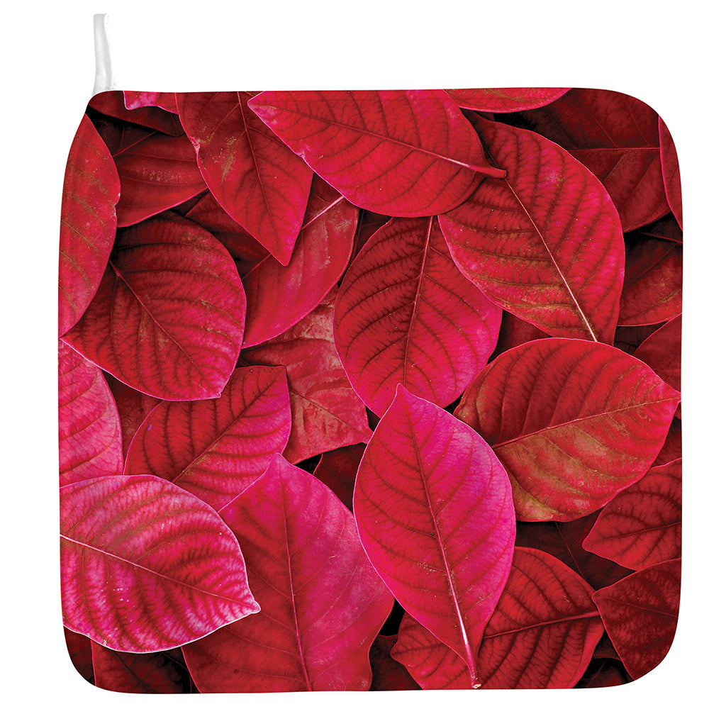 Red Leaf Print Hand Towel