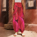 Red Leaf Print Harem Pants