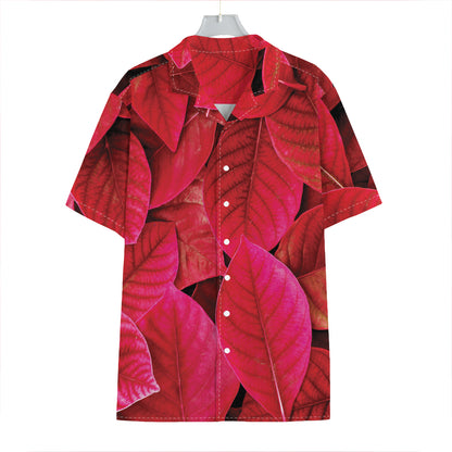 Red Leaf Print Hawaiian Shirt