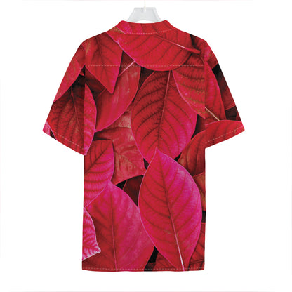 Red Leaf Print Hawaiian Shirt