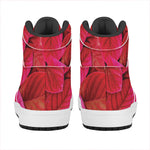 Red Leaf Print High Top Leather Sneakers