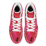 Red Leaf Print High Top Leather Sneakers