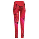 Red Leaf Print High-Waisted Pocket Leggings