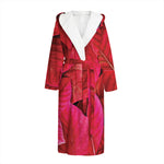 Red Leaf Print Hooded Bathrobe