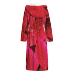 Red Leaf Print Hooded Bathrobe