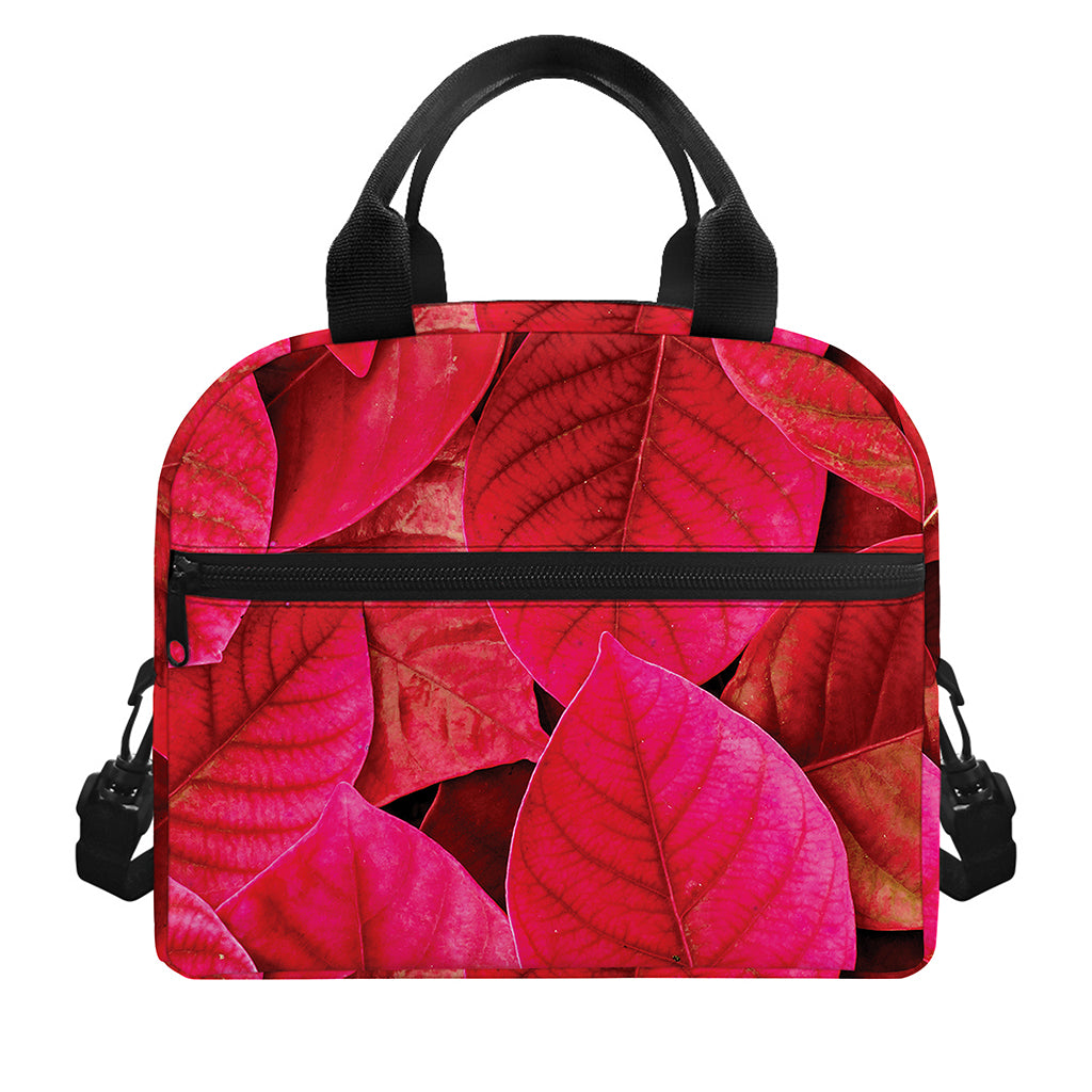 Red Leaf Print Insulated Lunch Bag