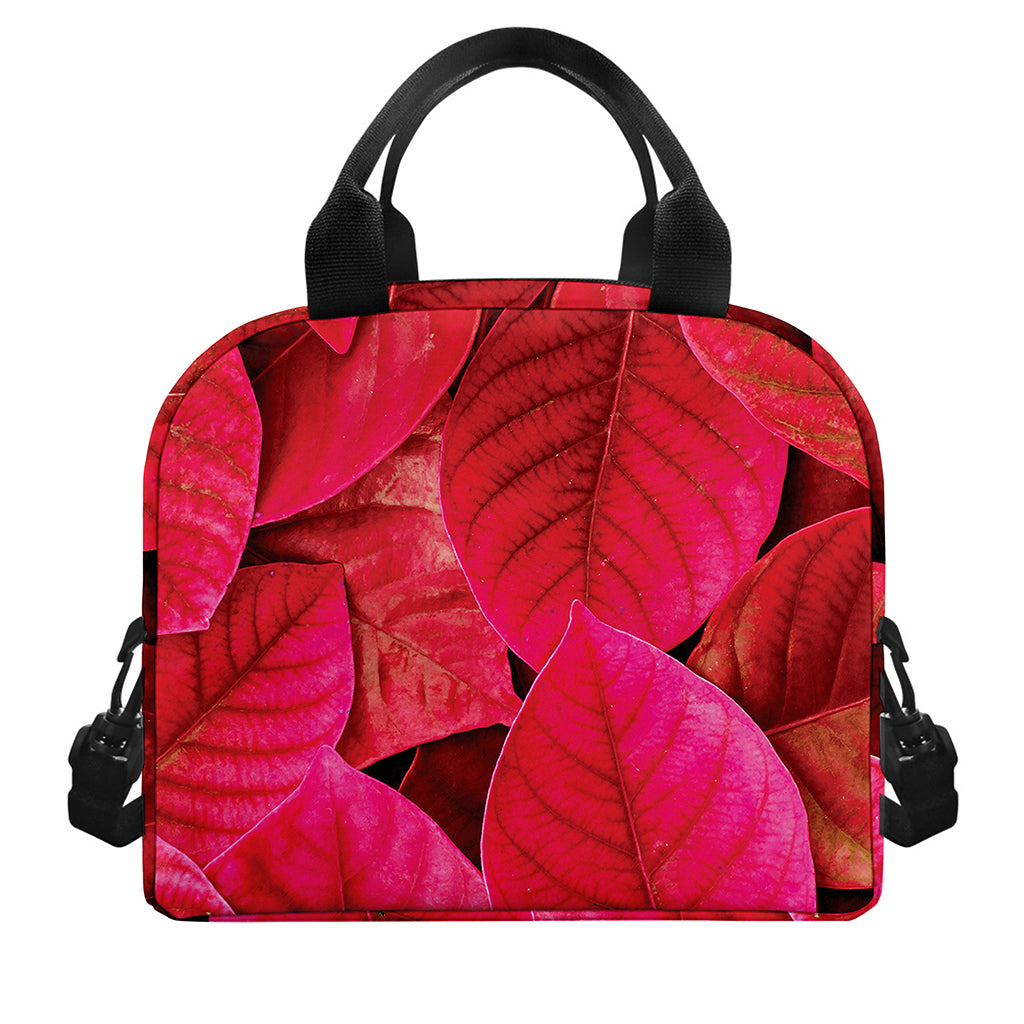 Red Leaf Print Insulated Lunch Bag