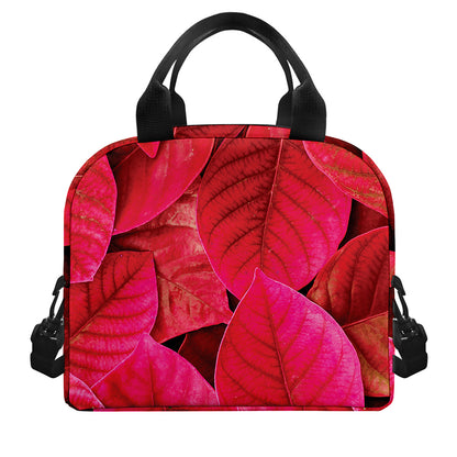 Red Leaf Print Insulated Lunch Bag