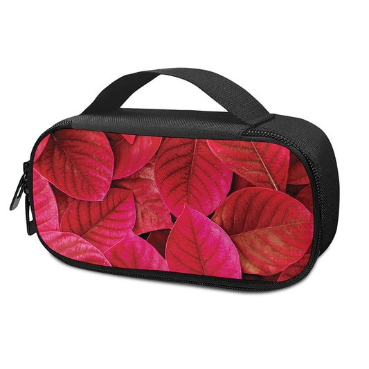 Red Leaf Print Insulin Cooler Travel Case