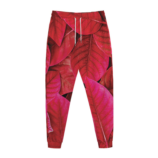 Red Leaf Print Jogger Pants